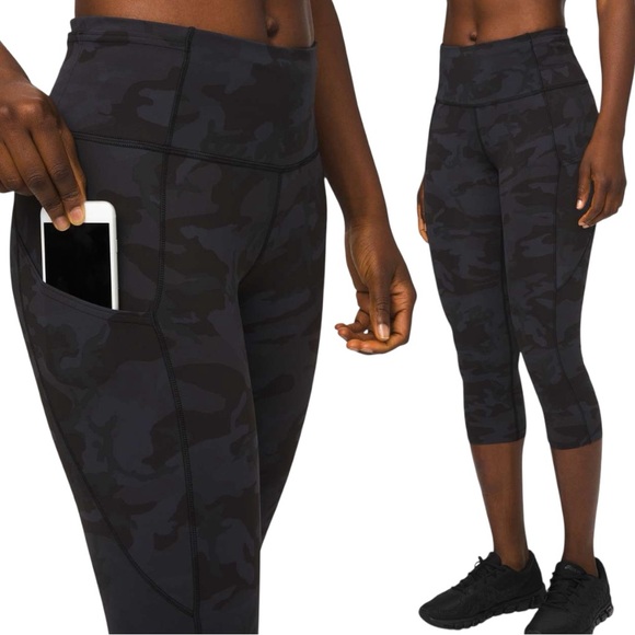 Lululemon Fast and Free Crop II 19" size 6 in Incognito Camo Multi Grey - Picture 1 of 6